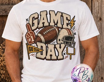 Neutral Game Day PNG, Vintage Cream Football Sublimation Design, Retro Aesthetic Sports Graphic, Distressed Mascot DTF, Digital Download