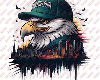 Philadelphia Skyline With Eagle, Fan Art, PNG, Sports, Sublimation, Tshirt Design, Urban, Clipart, Cup, Instant Download, Football