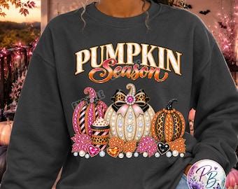 Jeweled Pumpkin PNG, Rhinestone Pumpkin Sublimation Design, Glam Pink Leopard Fall Graphic, Coquette Bow Pumpkin Season, Instant Download