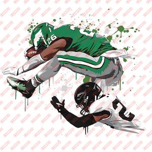Saquon Fan Art, Reverse Hurdle, Philadelphia, Football, Sublimation, Dtf, Printable, Shirt, Digital PNG Download.