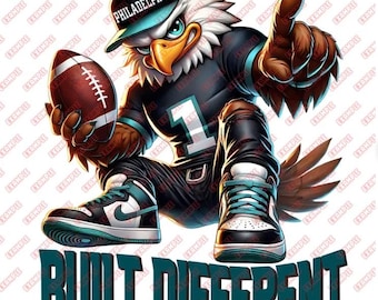 Built Different - Eagle - Football - Fan Art - DIGITAL PNG DOWNLOAD - With and Without Wording - Bundle of 2