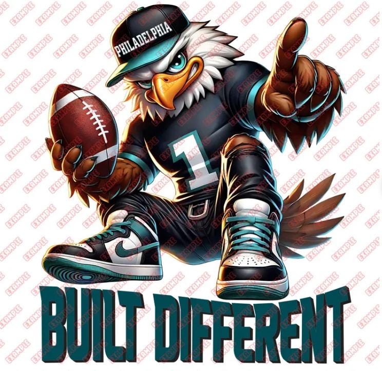 Built Different - Eagle - Football - Fan Art - DIGITAL PNG DOWNLOAD - With and Without Wording - Bundle of 2