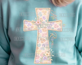 È risorto in formato SVG, croce leopardata pastello in formato PNG, disegno di sublimazione pasquale, trasferimento DTF di croce patchwork religiosa, download digitale cristiano.