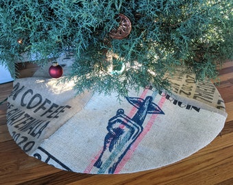 Burlap Coffee Bag Christmas Tree Skirt - Columbian Fairfield Single Origin