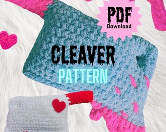 Cleaver - PDF crochet PATTERN, cleaver, ghost, horror, blood, knife, amigurumi, valentines, halloween, plushy, low sew