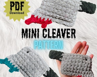 Mini Cleaver - PDF crochet PATTERN, cleaver, ghost, horror, blood, knife, amigurumi, valentines, halloween, plushy, no sew