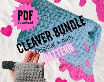 Cleaver Bundle - PDF 2 PATTERNS, Original + mini, crochet, ghost, horror, cleaver, blood, knife, halloween, amigurumi, plushy, low sew