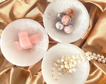 Crystal Charging Bowl | Selenite Charging Bowl | Round Crystal Bowl | Trinket Bowl | Smudge Stick Bowl | Selenite Crystal