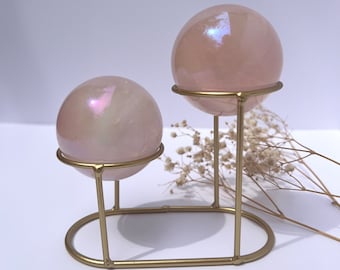 Altaardecoratie | Standaard met kristallen bol | 2 Bolhouder | Moderne bohostandaard | Kristallen displaystandaard | Dubbele bolhouder | Kristaldecor