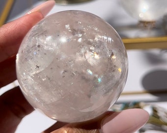Rainbow Optical Calcite Sphere: Polished Iceland Spar Crystal