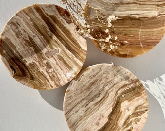 Ciotola di Aragonite marocchina / Ciotola di cristallo / Piatto di gingillo / Ciotola di bastoncini di sbavatura / Ciotola di pietra / Pezzo di dichiarazione Home Decor / Regali