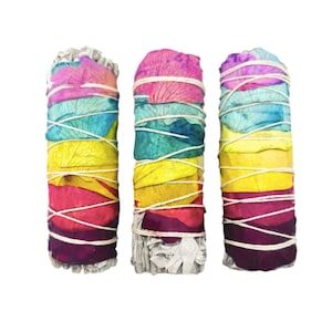 Wholesale 7 Chakra Flower Sage Set, 100 Sage Bundles Smudge Sticks, Floral Smudge Kit, Bulk White Sage Sticks, Dried Flower Smudge Sticks
