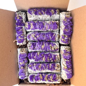 Wholesale Dried Flower Sage Set, 6pc-500pc  Sage Bundle Smudge Stick, Floral Smudge Kit, Bulk White Sage Sticks, Dried Flower Smudge Sticks