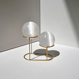 Crystal Kit with 2 Selenite Spheres and Sphere stand, Sphere Holder, Crystal Ball Sphere Stand, Crystal Sphere Holder, Egg Stand, Egg Holder