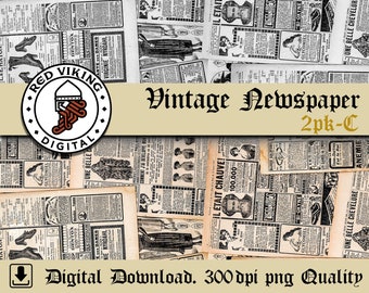 Vintage Newspaper Pattern: 24"x24" Printable PNG (Digital Download)
