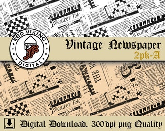 Vintage Newspaper Pattern: High Resolution PNG (Digital Download)