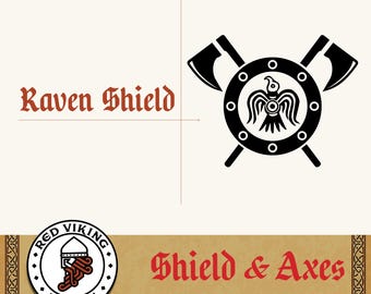 Viking Shield with Crossed Axes Decal: Norse Warrior Decor