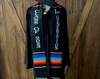 Mexican Sarape Fabric GRADUATION STOLE SASH. 2022, 2023,2024 any year Celebration. Can be personalized.
