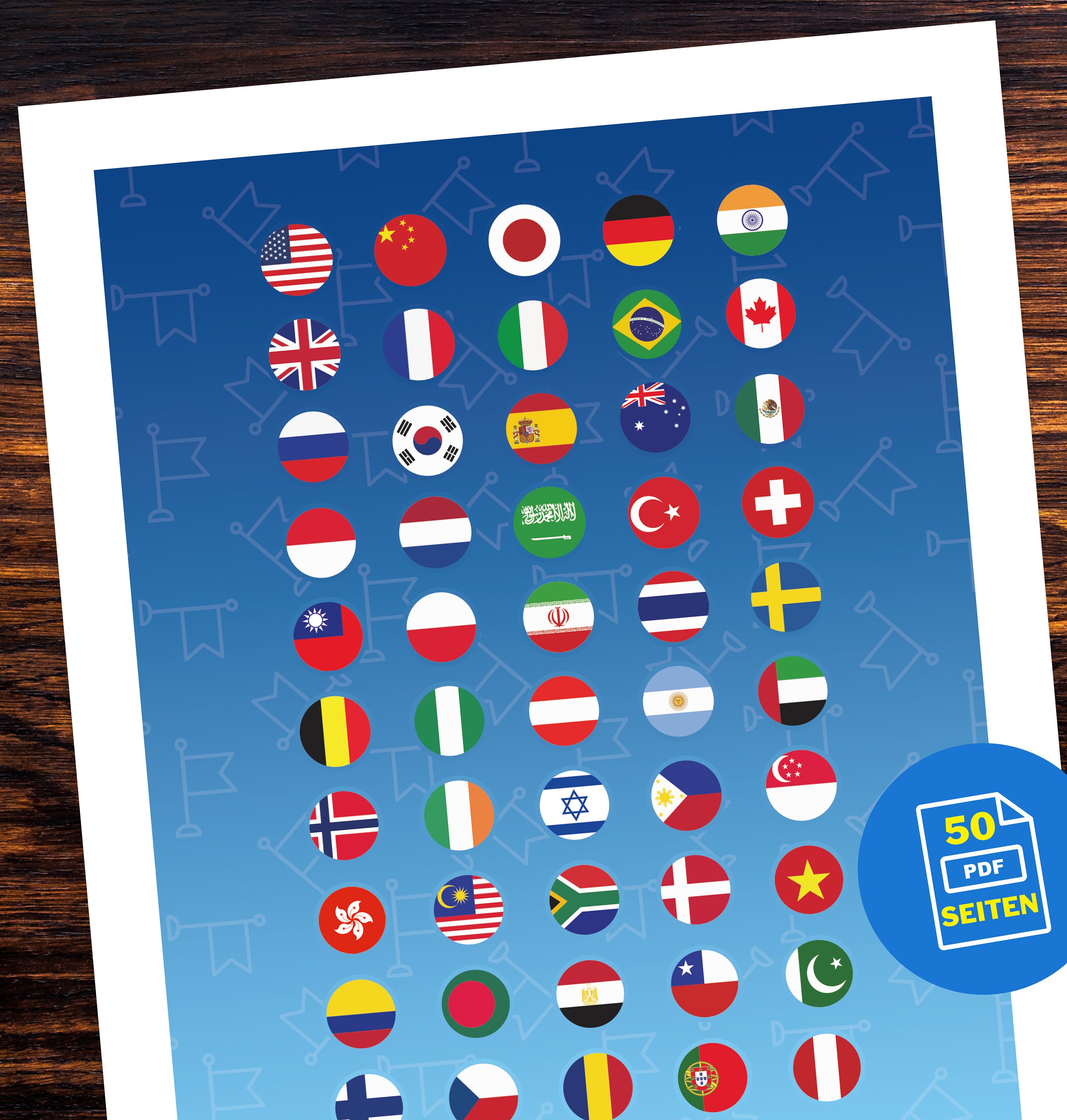 Malen nach Zahlen: Flaggen zum Ausmalen und Ausdrucken 50 | Etsy Nederland