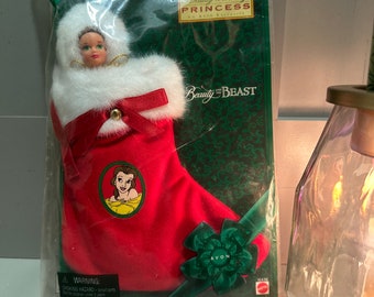 Medias para muñecas Disney Princess "Belle" Holiday 7" 1997 Exclusivo de Avon por Mattel