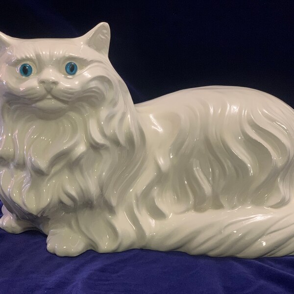 Vintage life size ceramic white  Persian cat