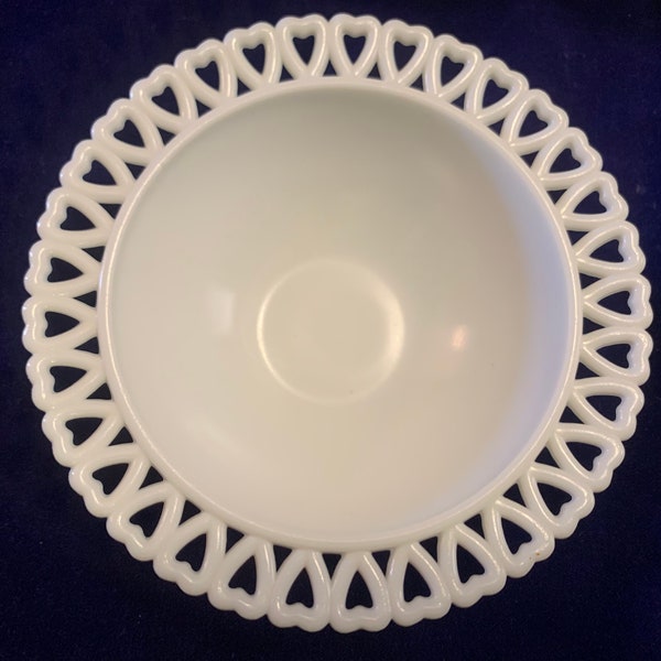 Vintage Milk Glass Heart Lace Desert Bowls