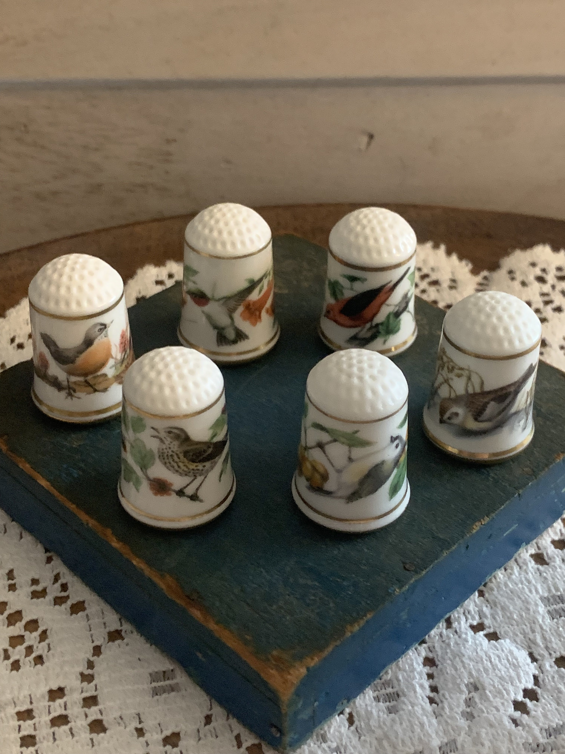 Thimble Collection in Display Case. Vintage French Porcelain and Silver  Metal Thimbles. Craft and Sewing Room Decor. Gifts For Her.