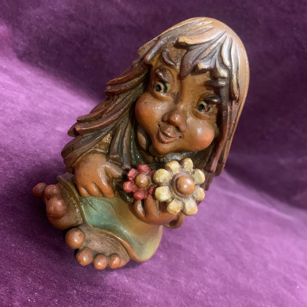 W.u.M. Heinzeller rare hand carved wood hobbit girl