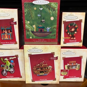 Hallmark Keepsake Ornaments, Kermit, Noahs Ark, Curious George, musical