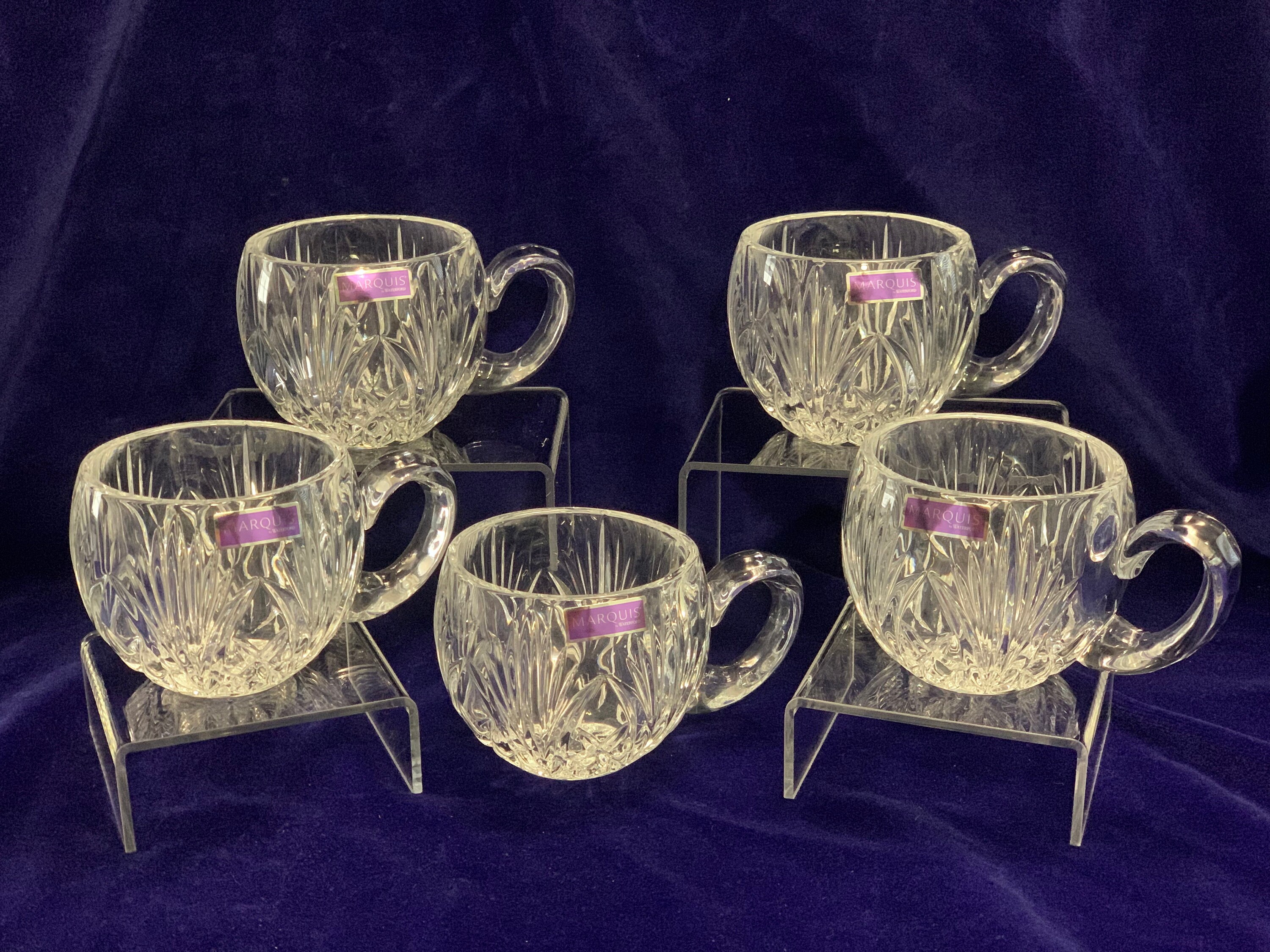 WATERFORD Crystal Ireland 6.5 Lismore Irish Coffee Mugs - Pair A For Sale  at 1stDibs