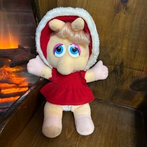 Vintage Baby Miss Piggy Christmas Plush 10” Jim Henson Muppets Babies 1987