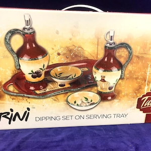 Parini Dipping set on serving tray, a taste of Tuscany