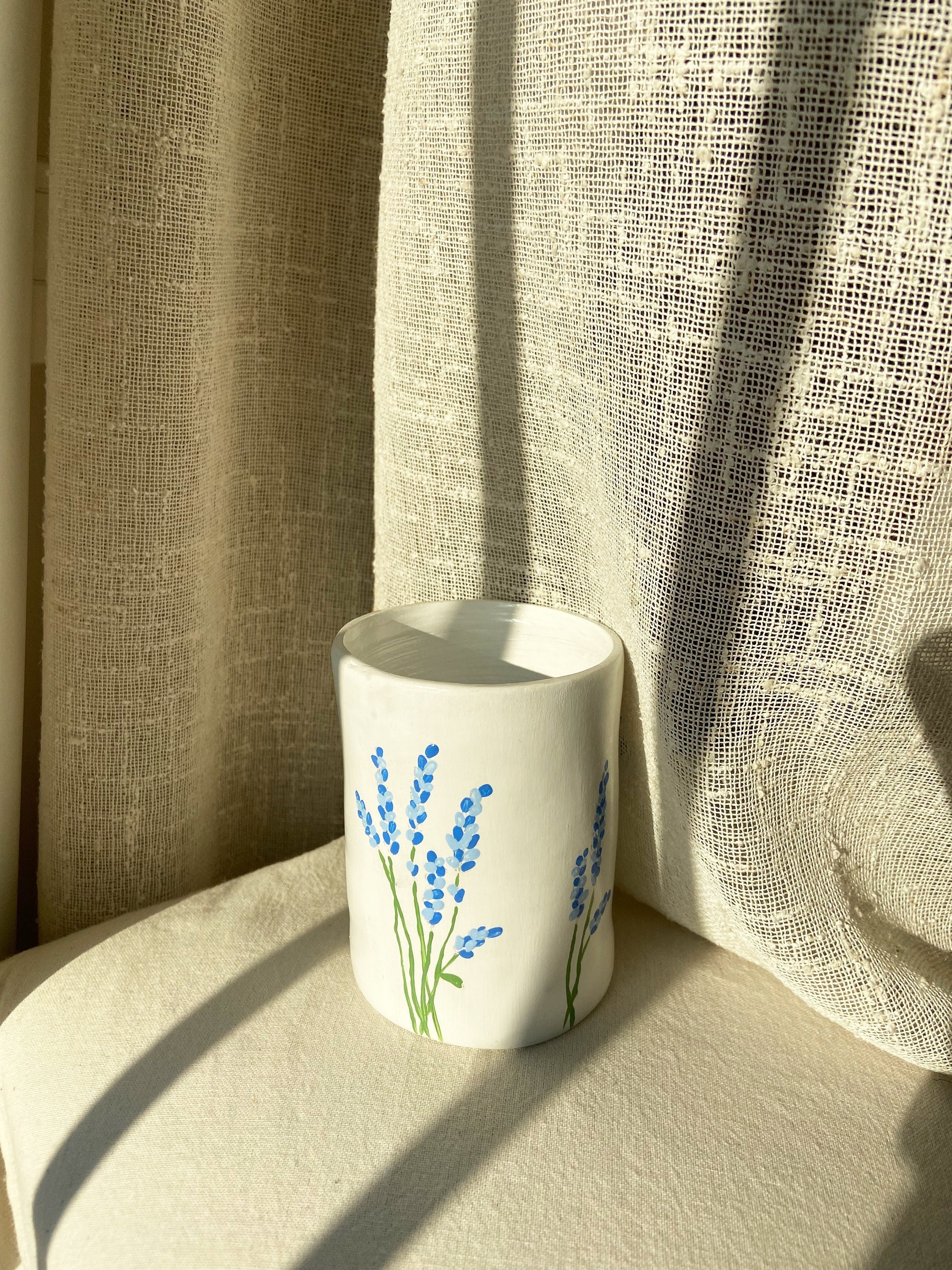 Vase Lavande | Fait Main Pot de Fleur Poterie Argile Décoration d'intérieur Peint à La Cache Pot Art