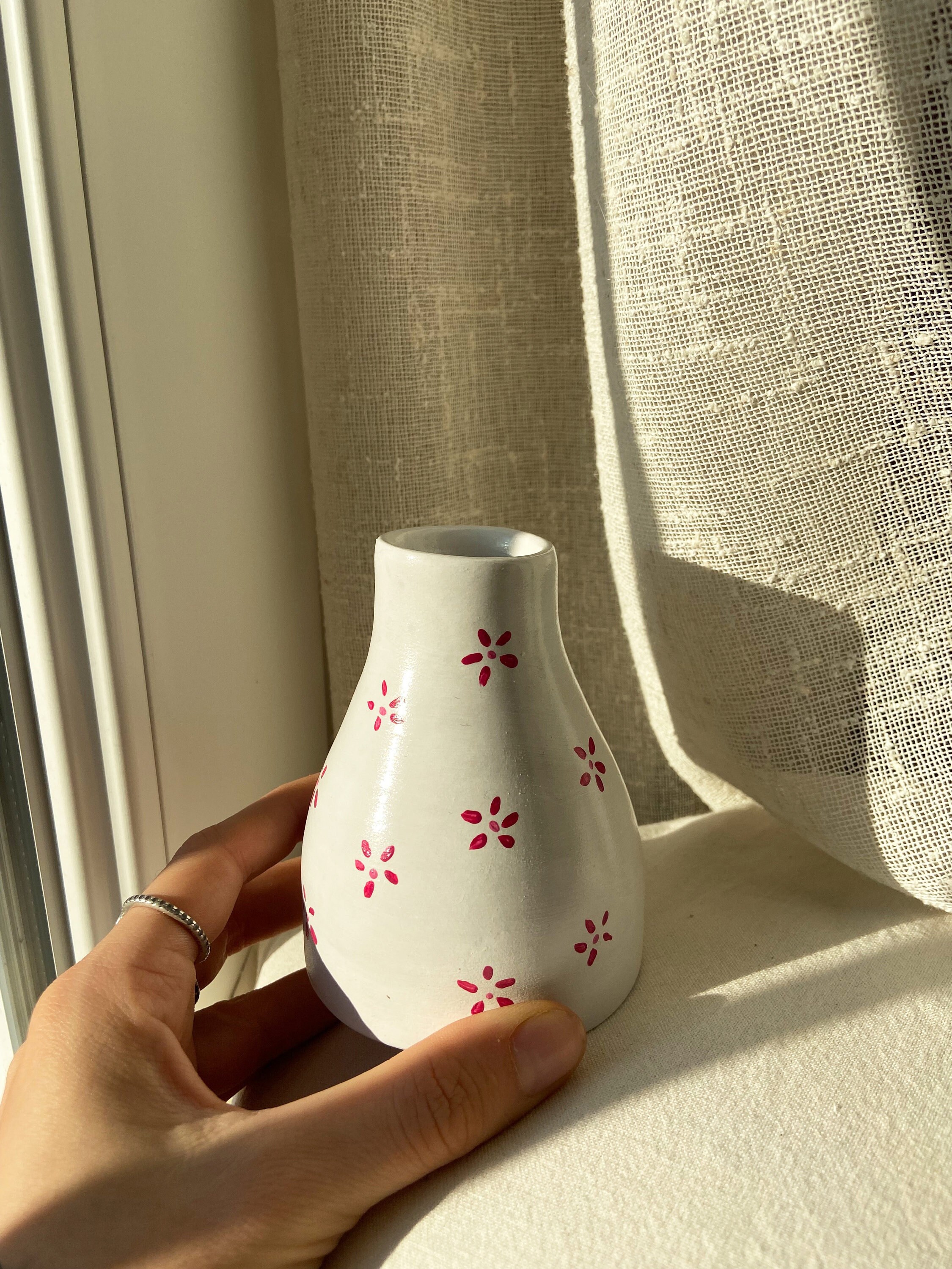 Vase en Argile Fait Main | Petites Fleurs Fleurs Séchées Céramique Poterie Décoration d'intérieur Po