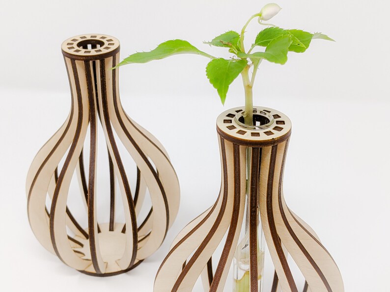 Medium Wood Stem Vase Test Tube Vase Etsy