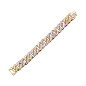 Tri-Tone Cuban Link Gold Plated Bracelets