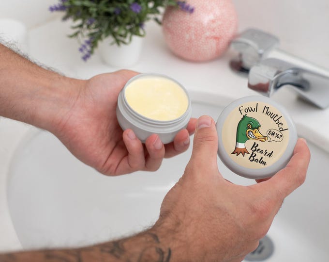 Beard Balm with Essential Oils, Fowl Mouthed,  Handcrafted in Small Batches, Skincare for Men, Bearded Men, Gift Ideas, Beard Moisturizer