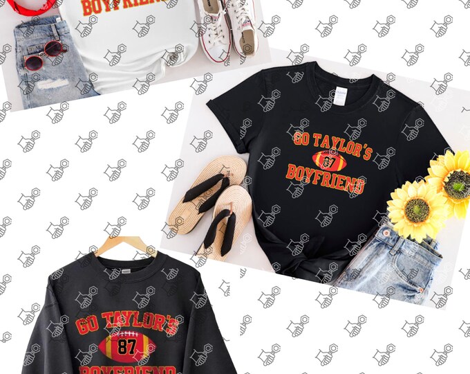 Taylor's Boyfriend, Chiefs, Taylor Swift, Red and Gold, Kansas City, Football, Cheer, Travis Kelce, Tee Shirt, Sweatshirt, Red Kingdom