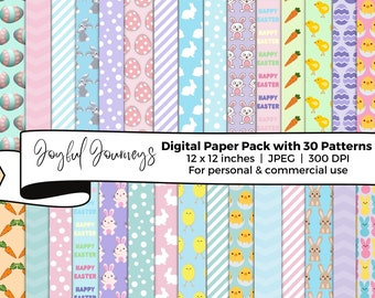 Easter bunny digital paper, Scrapbook Paper, Bunny pattern, Carrot background, Easter digital paper, Chevron Polka Dots, INSTANT DOWNLOAD