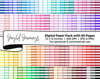 Papel digital a rayas: 90 patrones sin costuras, papel de scrapbooking a rayas, pastel (descarga instantánea, uso comercial)