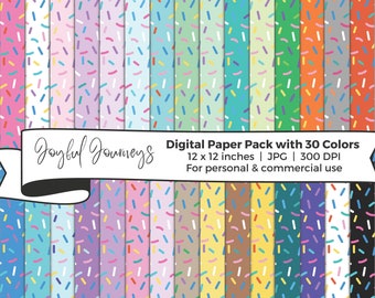 Sprinkles Digital Paper, Colorful Scrapbook Paper, Donut Sprinkles, Sprinkle Pattern, INSTANT DOWNLOAD, Commercial Use