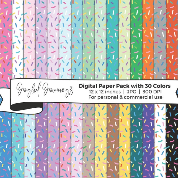 Sprinkles Digital Paper, Colorful Scrapbook Paper, Donut Sprinkles, Sprinkle Pattern, INSTANT DOWNLOAD, Commercial Use