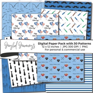 Papel digital para o dia dos pais, papel para scrapbook do pai, padrões digitais masculinos, fundo imprimível masculino, DOWNLOAD INSTANTÂNEO, uso comercial