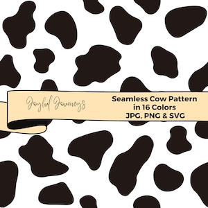 Papier numérique sans couture motif vache, motif impression vache SVG JPG PNG, taches de vache, impression animalière, papier de scrapbooking, usage Commercial