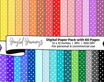 Polka Dot Digital Paper, Small Polka dots, Scrapbook Papers, wallpaper, background, Colorful digital paper, INSTANT DOWNLOAD, Commercial Use