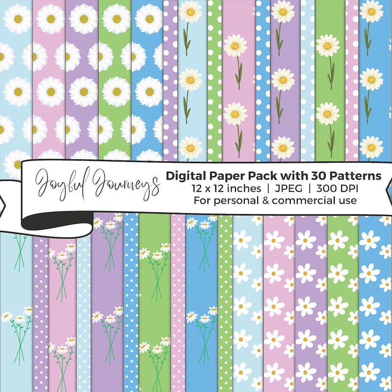 Daisy Digital Paper Daisy Pattern Scrapbook Paper - Etsy