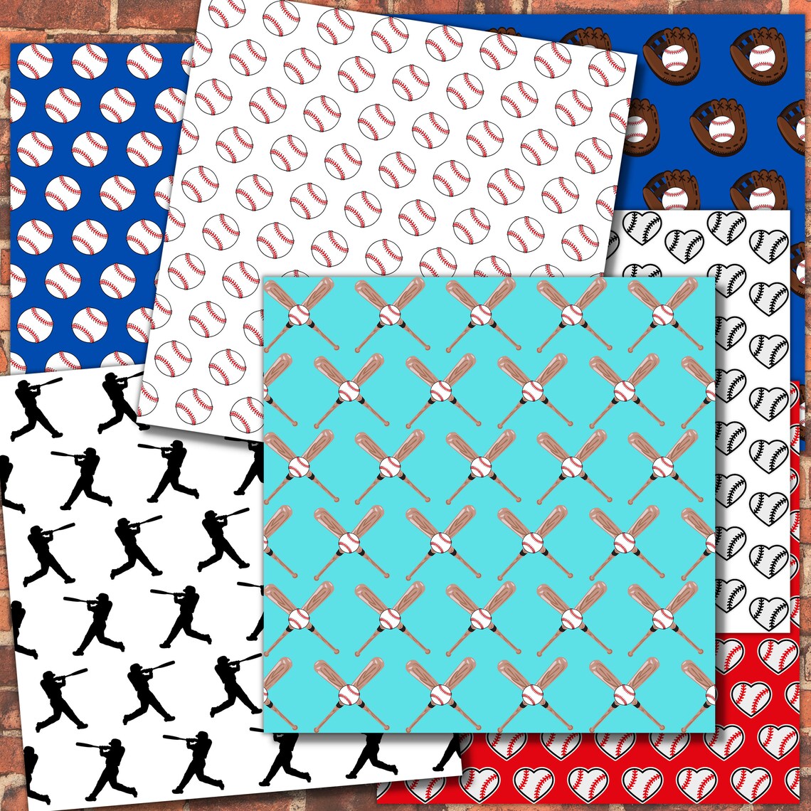 Baseball Digital Paper, Baseball Seamless Pattern, Printable, Scrapbook ...