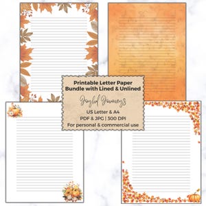 Papelería para escribir cartas JW, papel imprimible de otoño, acuarela otoñal, con y sin rayas, papel de carta otoñal, juego para escribir cartas