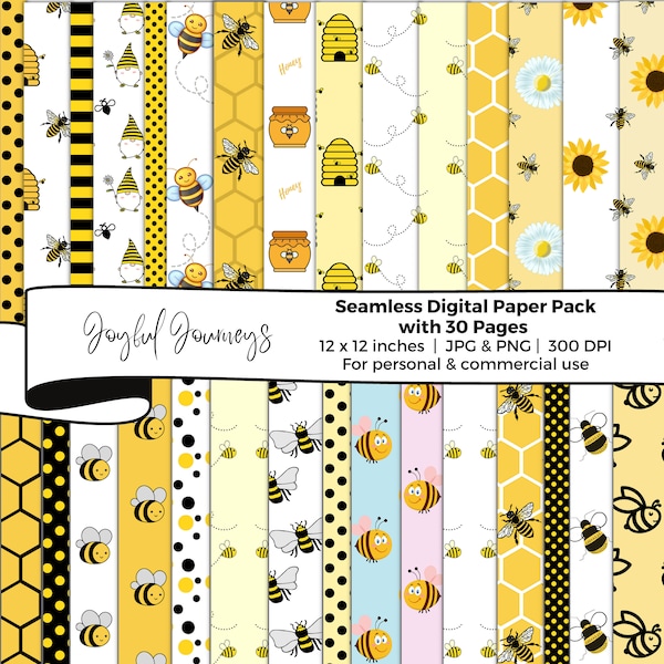 Bee Digital Paper, Bee Scrapbook Paper, Honey Bee Hintergrund, Digital Paper Bees, Bees Party Papers, Gnome, Polka Dots, INSTANT DOWNLOAD