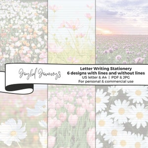 JW Letter Writing Stationery, Flower Letter Writing Paper, Printable Letter Paper, Floral Stationary, Instant Download